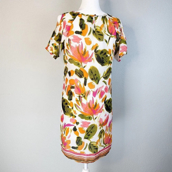 Artsy/ Floral/ Shift Dress with a Cold Shoulder Size Small - Picture 3 of 9